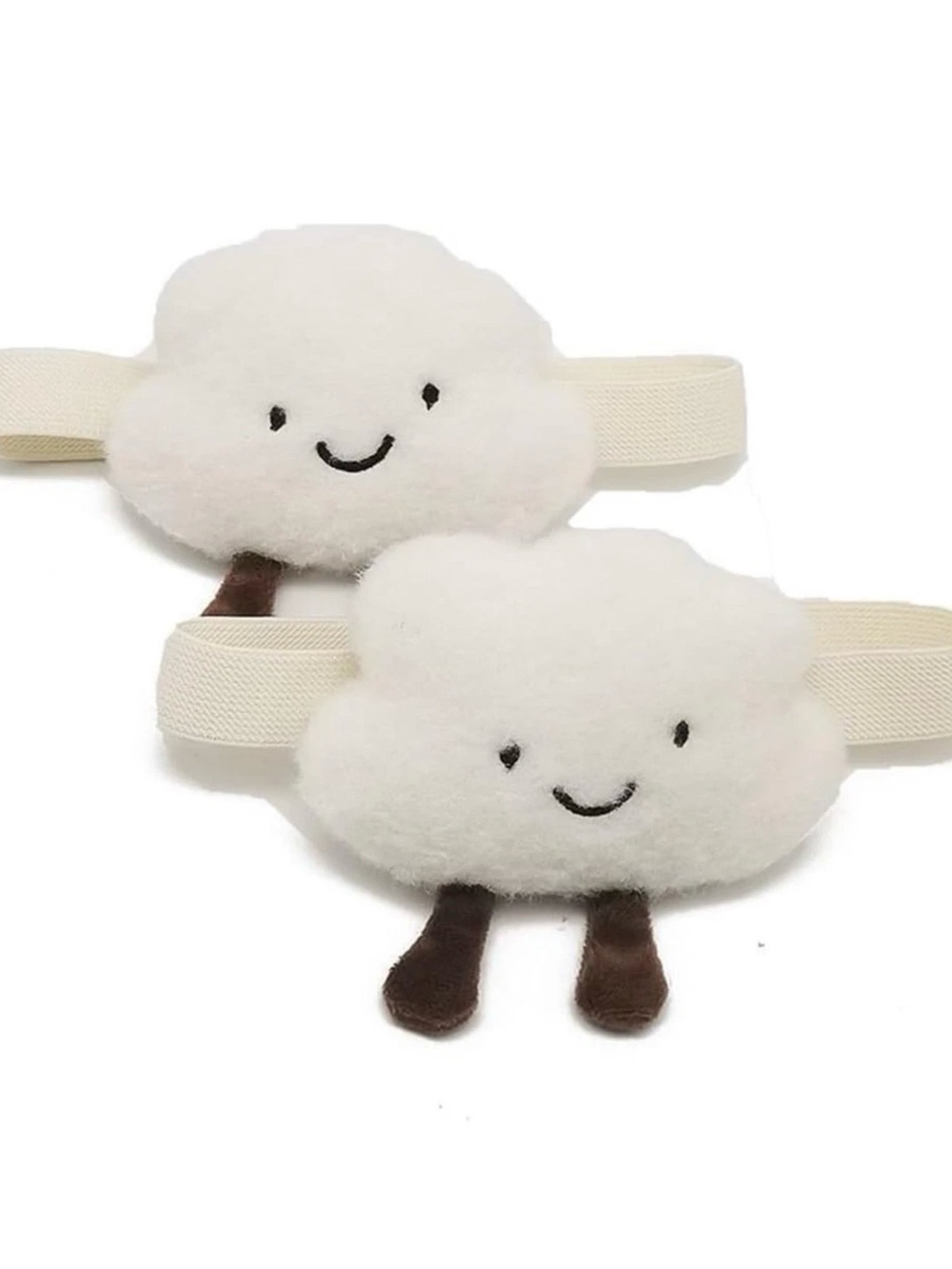 2-Pack Cute Cloud Curtain Tiebacks Plush White Gender Neutral Nursery Kids Decor
